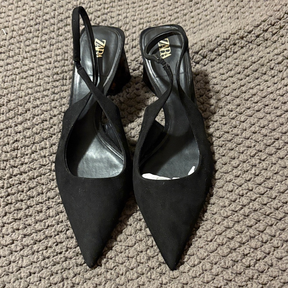Zara Elegant Black Slingback Heels